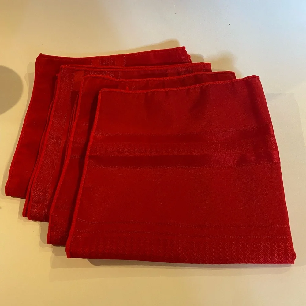 Vintage Red Christmas Cloth Napkins Set of 8